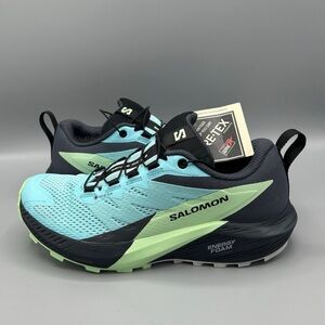 Salomon Sense Ride 5 GTX Womens Shoes Color: Blue Radiance/Green Ash/India